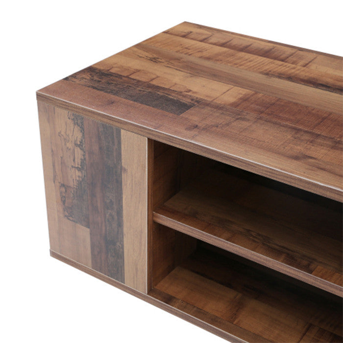 Wall Mounted Media Console floating tv shelf adjustable brown TV stand