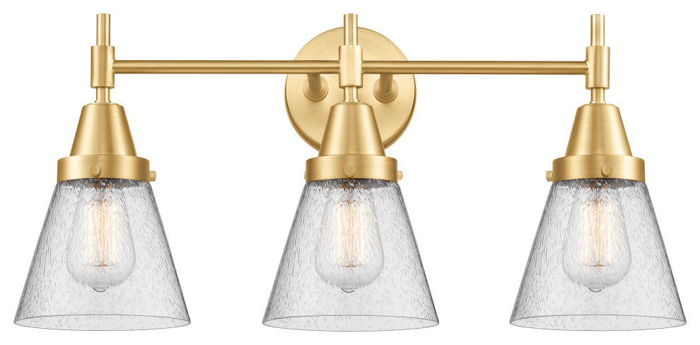 Innovations 447-3W-SG-G64 3-Light Bath Vanity Light, Satin Gold