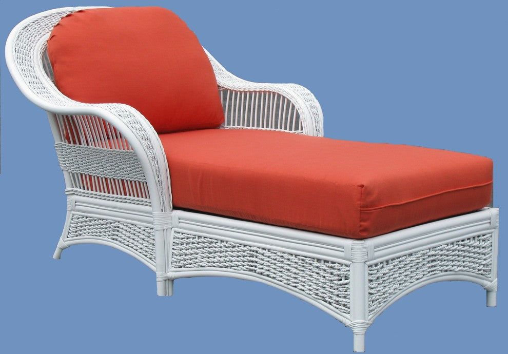 Regatta Chaise Lounge in White, Coral Fabric