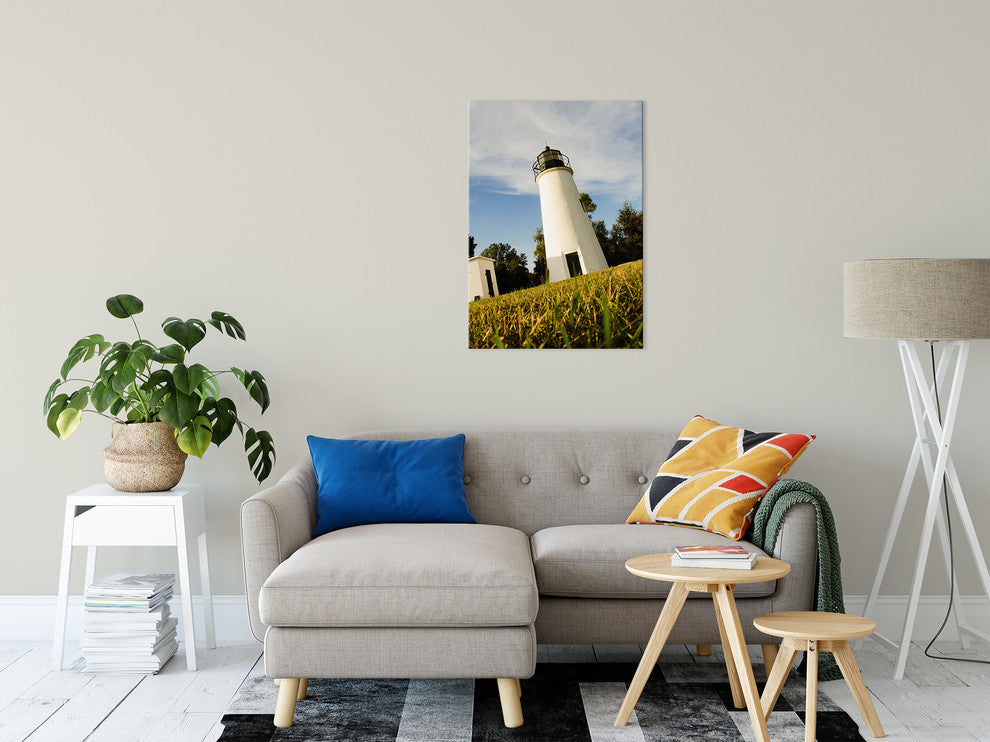 Turkey Point Lighthouse Coastal Landscape Photography Canvas Wall Art, 24" X 36"