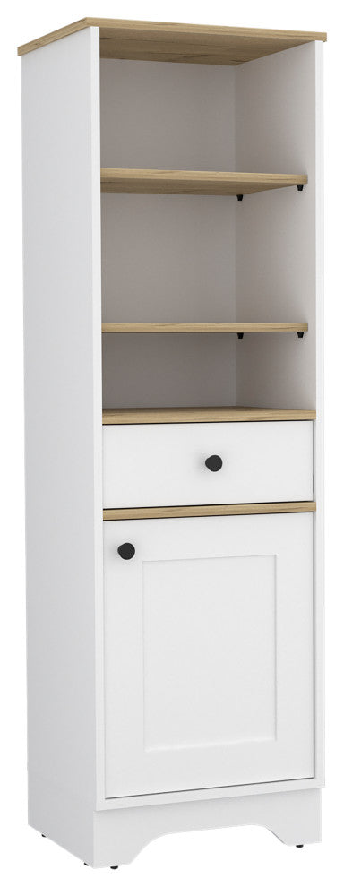 DEPOT E-SHOP Norwalk Linen Cabinet with Drawer, Light Oak/White