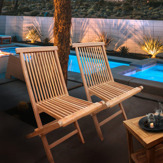 Seven Seas Teak Folding Side Chair, Set of 2