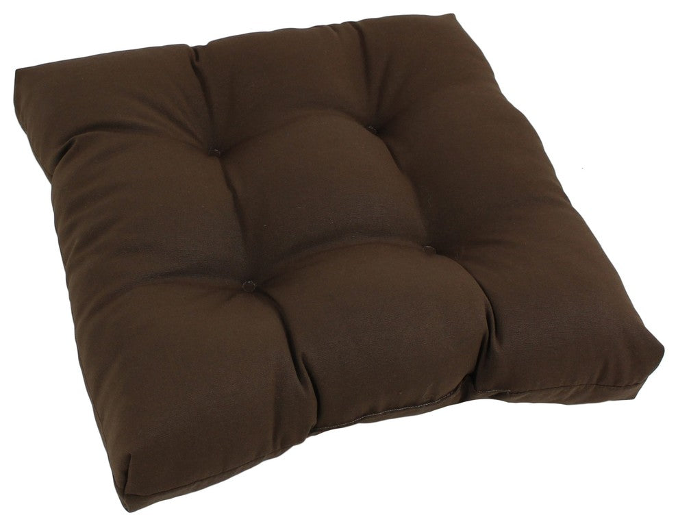 19" Squared Twill Tufted Dining Chair Cushion, Chocolate Brown