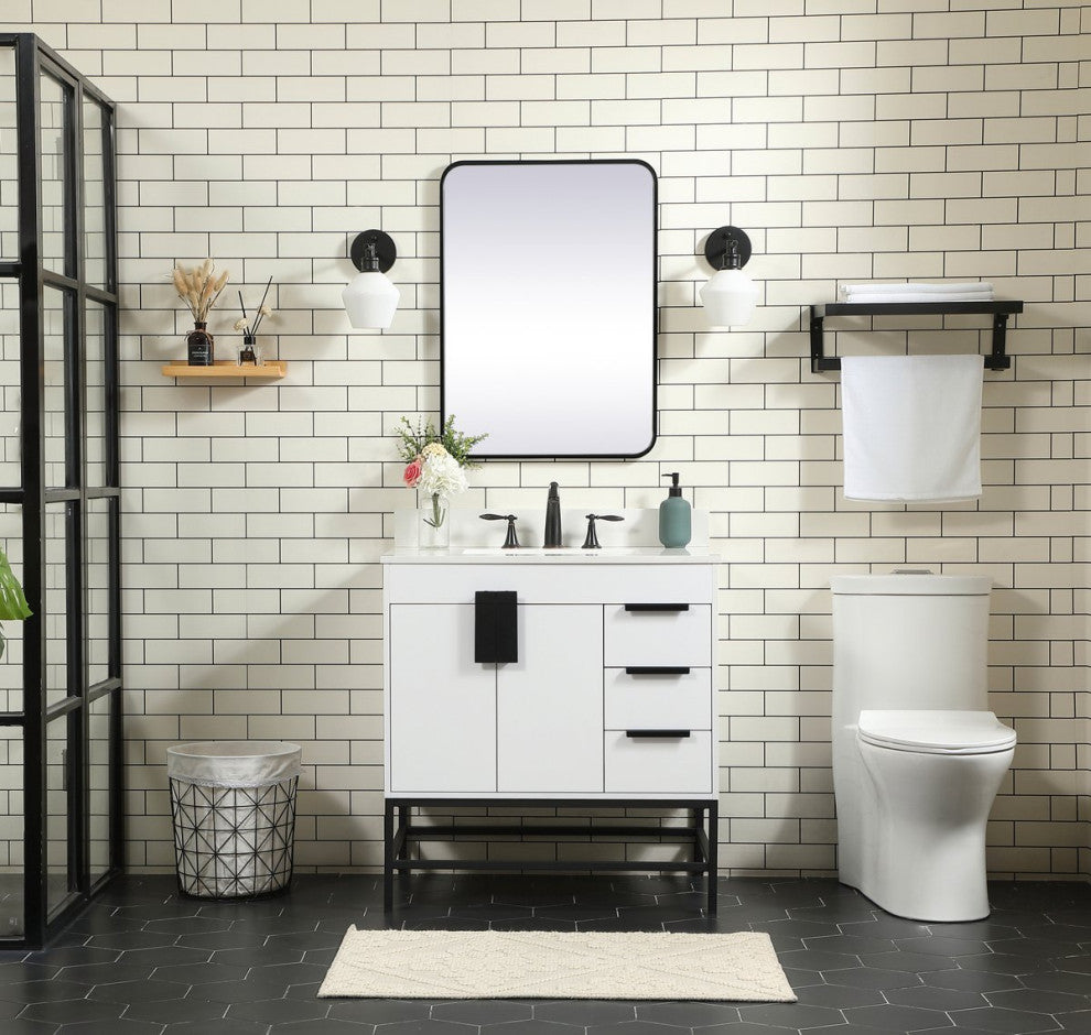 Home Living 22" Modern White-Light Bathroom Vanity