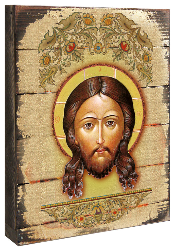 Icon The Holy Face Wall Art On Wood, 16 Inch