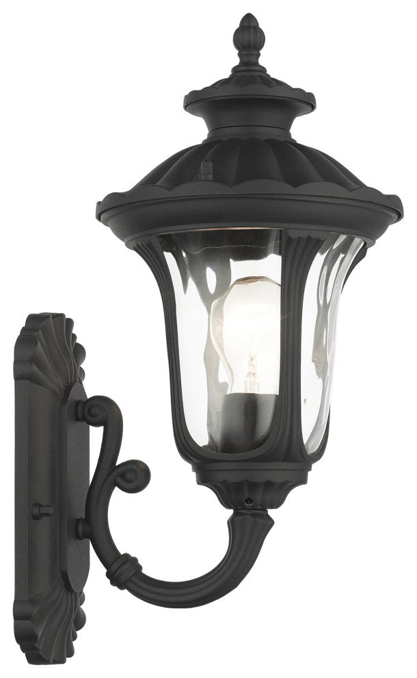 Textured Black Traditional, Victorian, Sculptural, Outdoor Wall Lantern