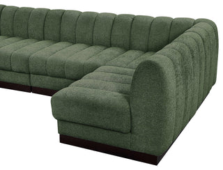 Quinn Chenille Upholstered 8-Piece L-Shaped Modular Sectional, Green