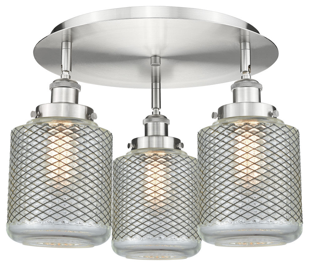 Innovations Edison 3 17.75" Flush Mount Satin Nickel
