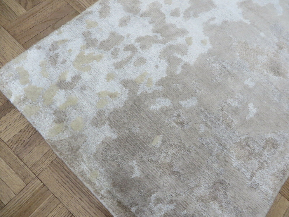 2x3 Handmade Beige Brown Modern Abstract Oriental Rug