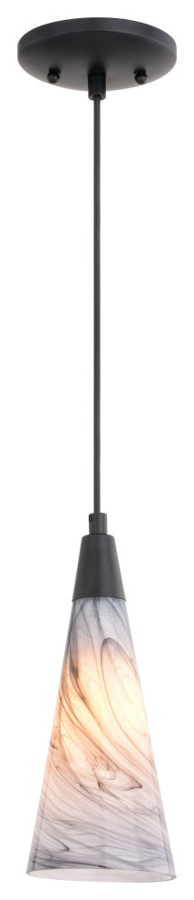 Milano Matte Black Transitional Mini Pendant Ceiling Light Multi Color Art Glass