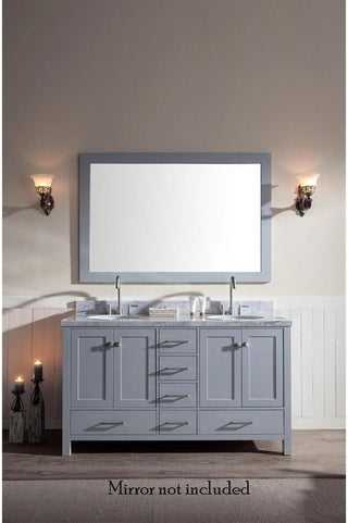 Ariel Cambridge 61" Gray Modern Double Oval Sink Vanity, No Mirror