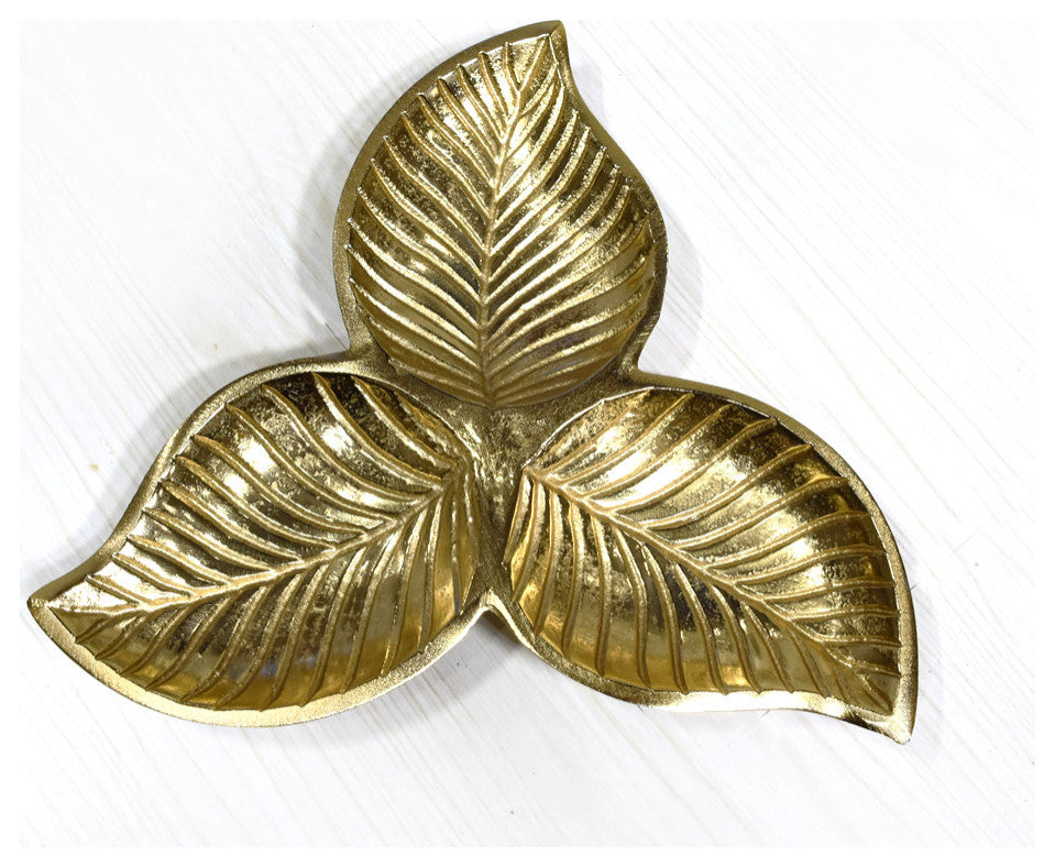 Handmade Decorative Aluminium Tray, Gold Color Coated