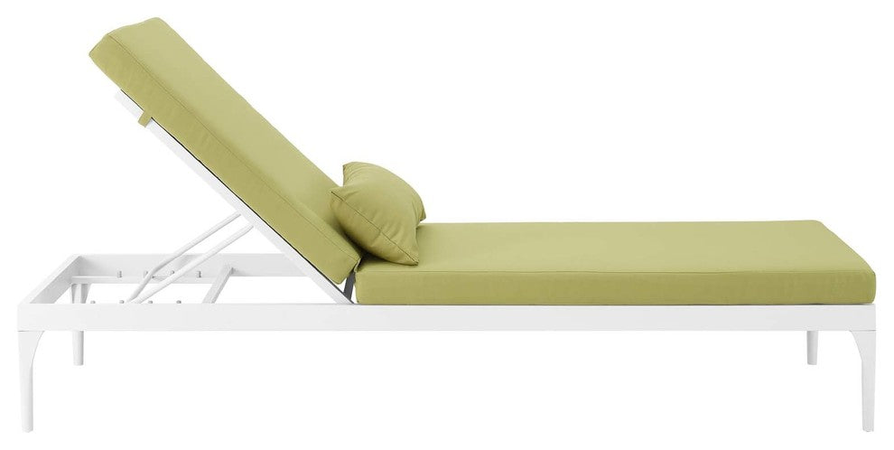 White Peridot Perspective Cushion Outdoor Patio Chaise Lounge Chair