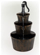 40" Tall Outdoor 3-Tier Barrel Pump Waterfall Fountain, Brown