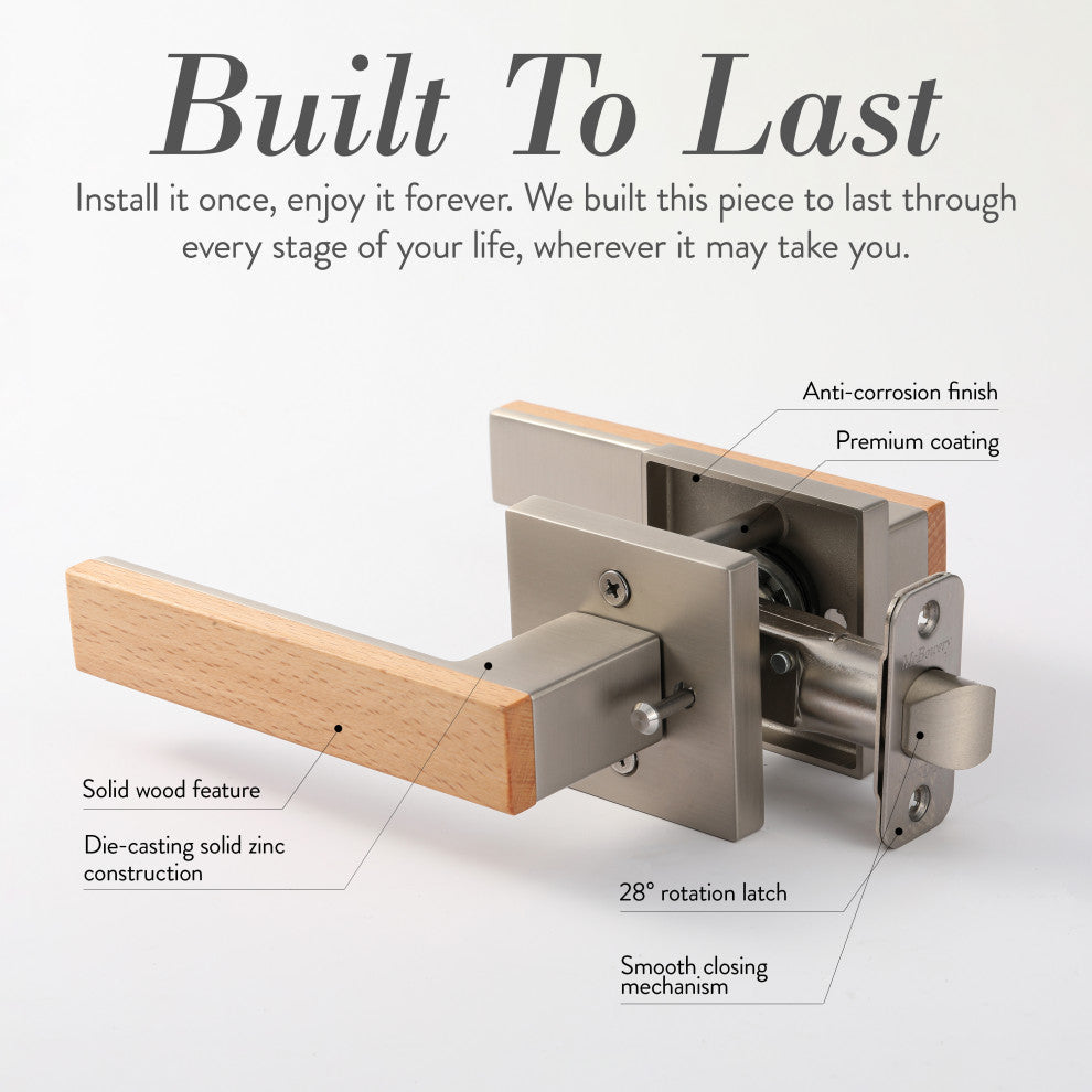 Modern Heavy Duty Designer Interior Door Lever - Summit Collection, Satin Nickel, Privacy Right Hand