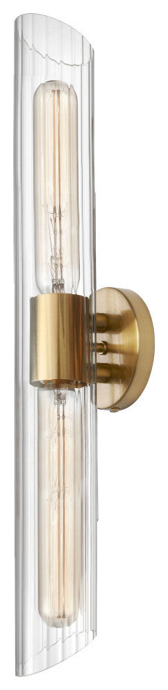 25" Samantha Transitional Vanity Light, Aged Brass With Clear Glass