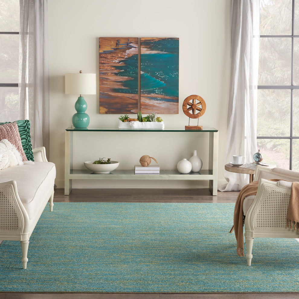Nourison Essentials 9' x 12' Blue Green Outdoor Area Rug