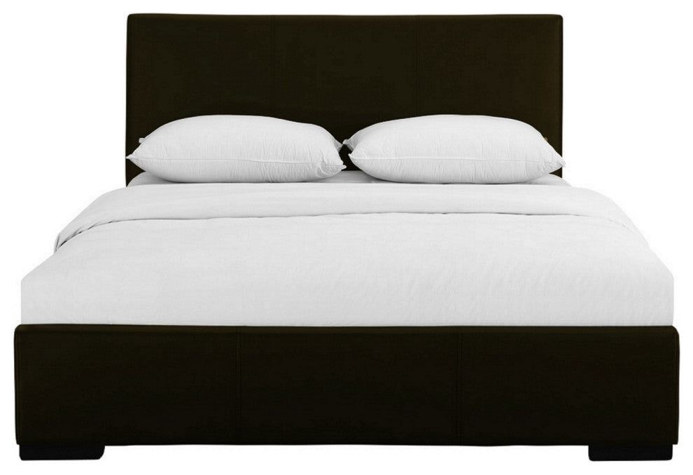 Brown Upholstered Full Platform Bed