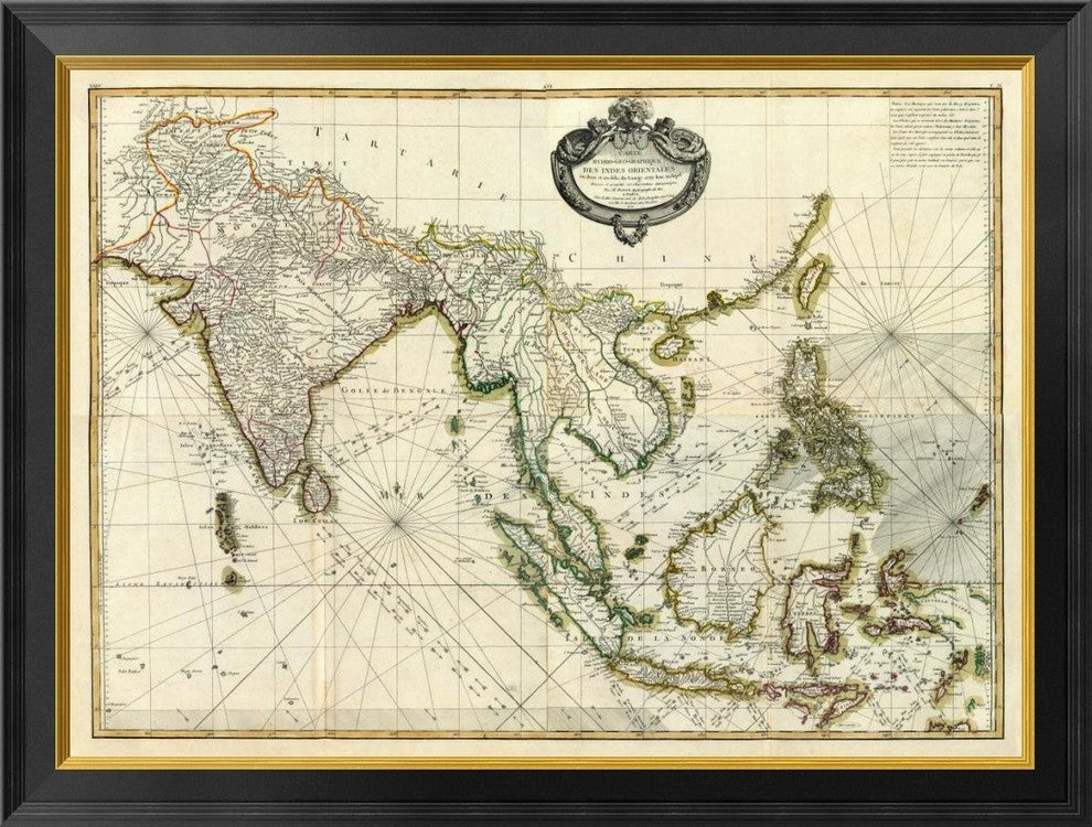 "Composite: Indes, 1771" Framed Canvas Giclee by Rigobert Bonne, 34"x26"