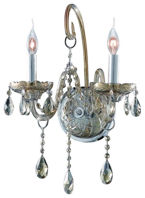 Elegant Verona Wall Sconce, Golden Teak Finish With Royal Cut Crystal