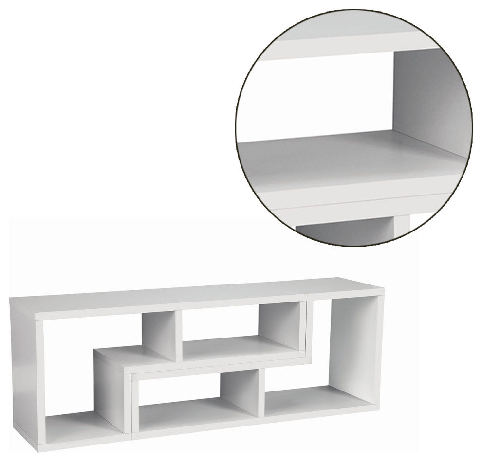 Convertible TV Console And Bookcase, White