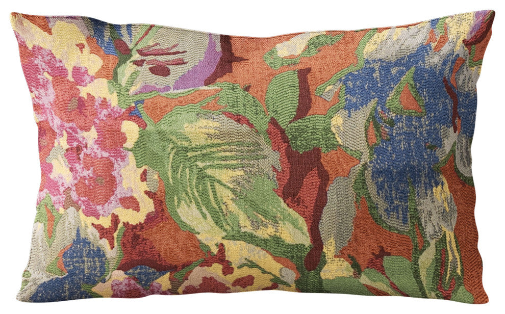Plutus Multi-Color Garden Floral Luxury Throw Pillow, 20"x30"