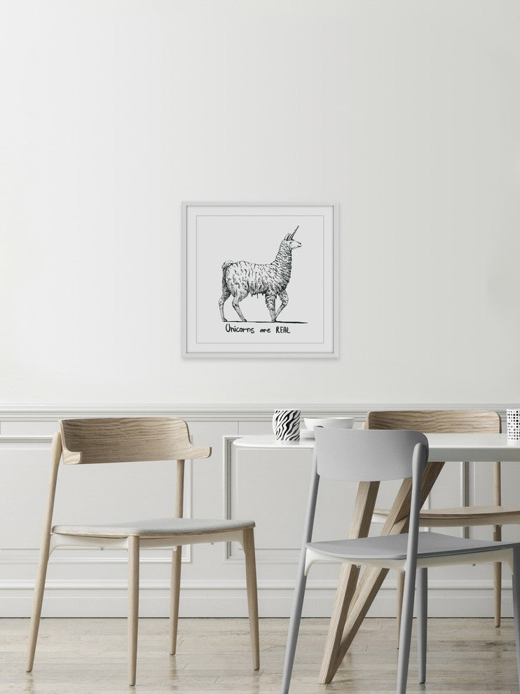 "Real Unicorns" Framed Painting Print, 18"x18"