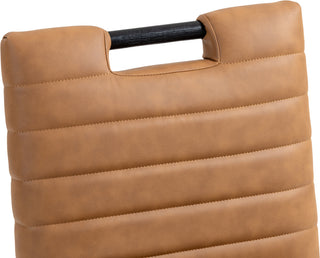 Aimee Upholstered Counter Stool, Cognac, Vegan Leather, Black Finish