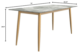 Zayle Dining Table with Rectangular Tabletop in Steel, Light Grey, 71" Wide