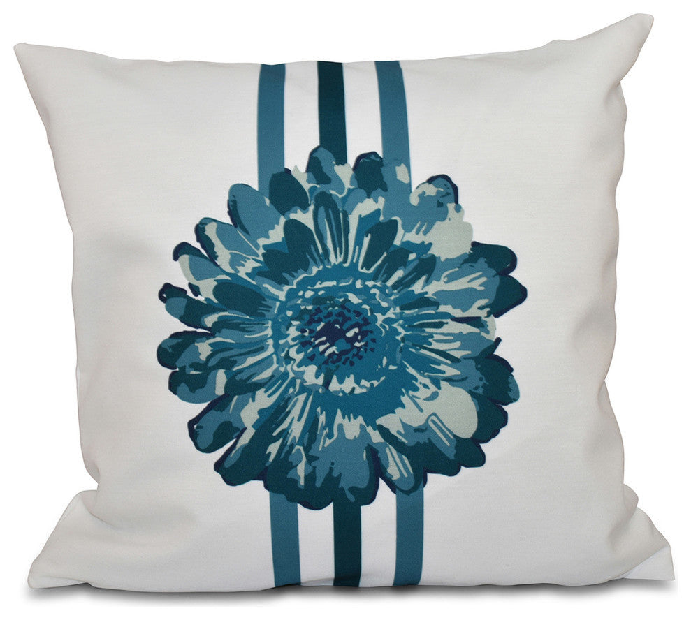 Flower Child, Floral Print Pillow, Teal, 26"x26"
