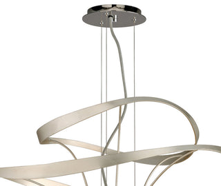 Calligraphy, 34" Led Pendant, Silver Leaf With Polished Stainless Accents