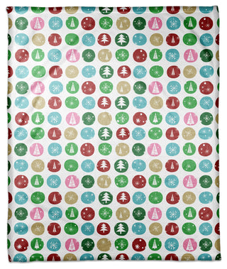 Wintery Polka Dots Fleece Blanket, 50"x60"