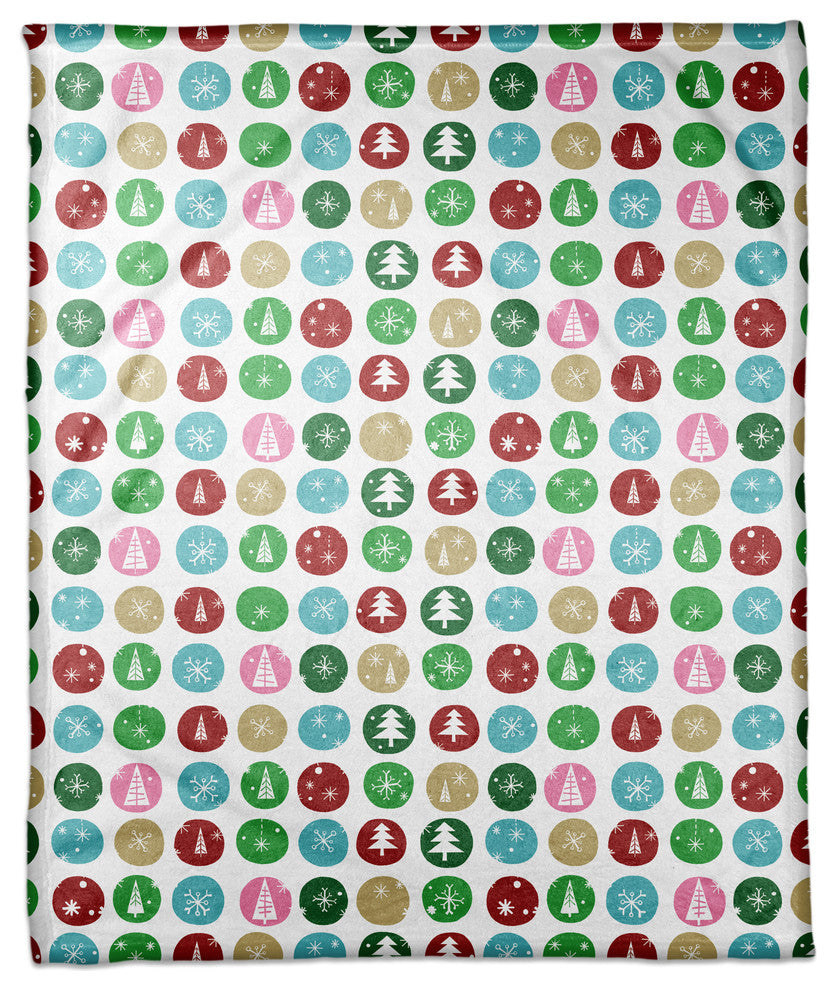 Wintery Polka Dots Fleece Blanket, 50"x60"