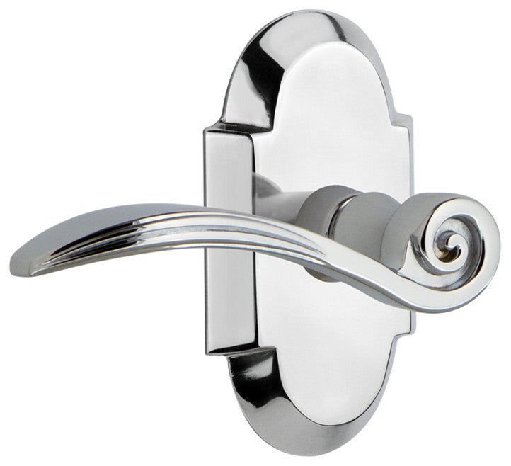 Cottage Plate With Swan Lever, Bright Chrome, Privacy, Left-Handed