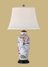 Tropical Flowers Porcelain Vase Table Lamp