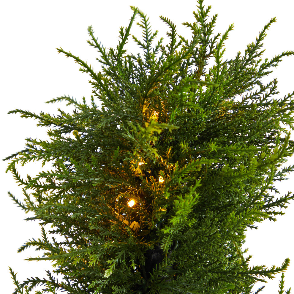 45" Spiral Cypress Faux Tree W/ 80 Clear LED Lights UV Resistant, Indoor/Outdoor