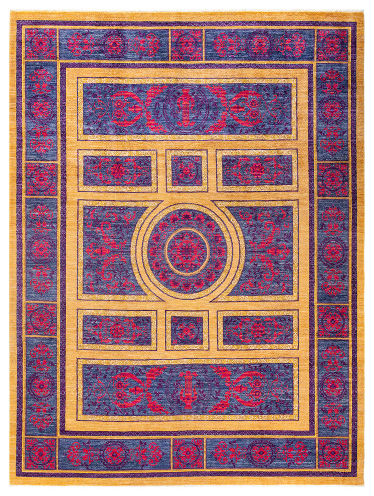 Boro One-of-a-Kind Hand-Knotted Area Rug Yellow, 8'10"x11'10"