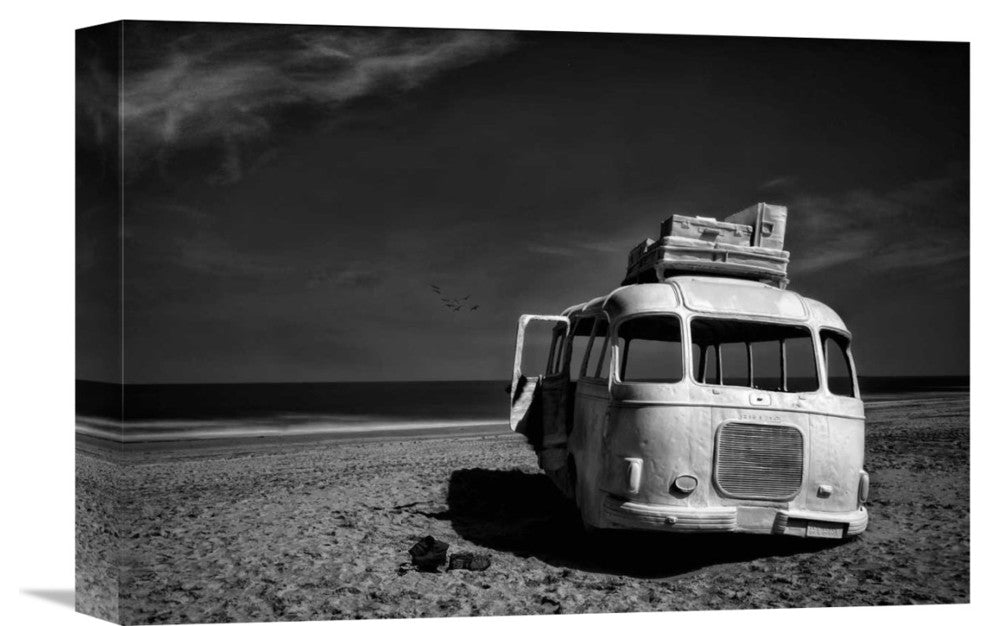 "Beached Bus" Stretched Canvas Giclee by Yvette Depaepe, 16"x11"