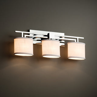 Textile Aero 3-Light Bath Bar, Oval, Polished Chrome, White Fabric Shade