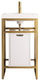 Boston 20" Sink Console, Radiant Gold, Gloss White, White Gloss Top