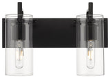 Innovations 352-2W-BK-CL Press 2 Light 16" Bath Vanity Light, Matte Black