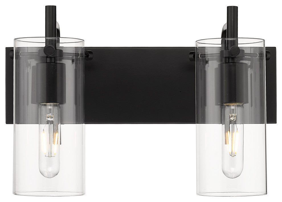 Innovations 352-2W-BK-CL Press 2 Light 16" Bath Vanity Light, Matte Black
