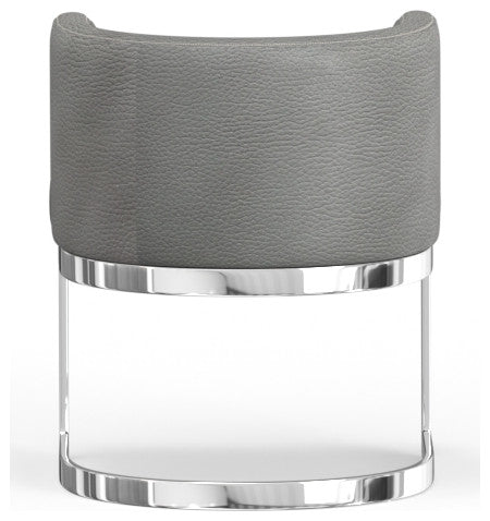 Wingback Dining chair, Gray, Chrome