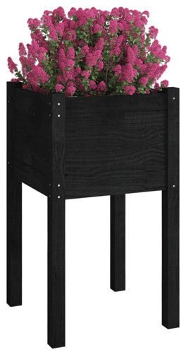 vidaXL Planter Outdoor Raised Garden Bed Flower Box Black Solid Wood Pine