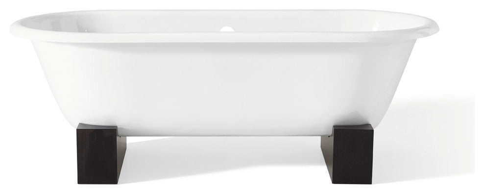 Cheviot Products Regal Cast Iron Tub With Wooden Base and Continuous Rolled Rim