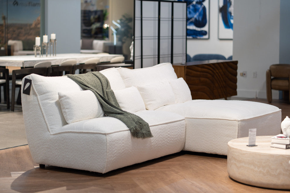 Divani Casa Racine Modern White Fabric Modular Sectional Sofa