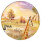 Wildlife Of Savannah Illustration, African Disc Metal Artwork, 23"