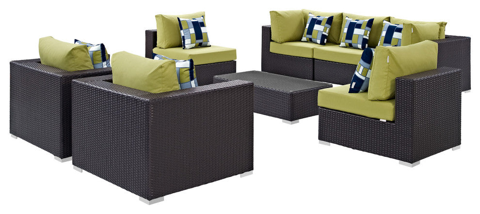 Espresso Convene 8-Piece Outdoor Patio Sectional Set