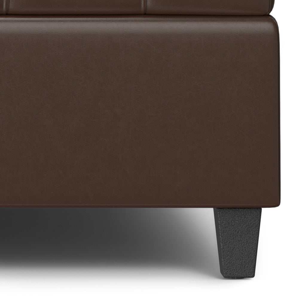 Harrison Large Square Coffee Table Storage Ottoman, Chocolate Brown
