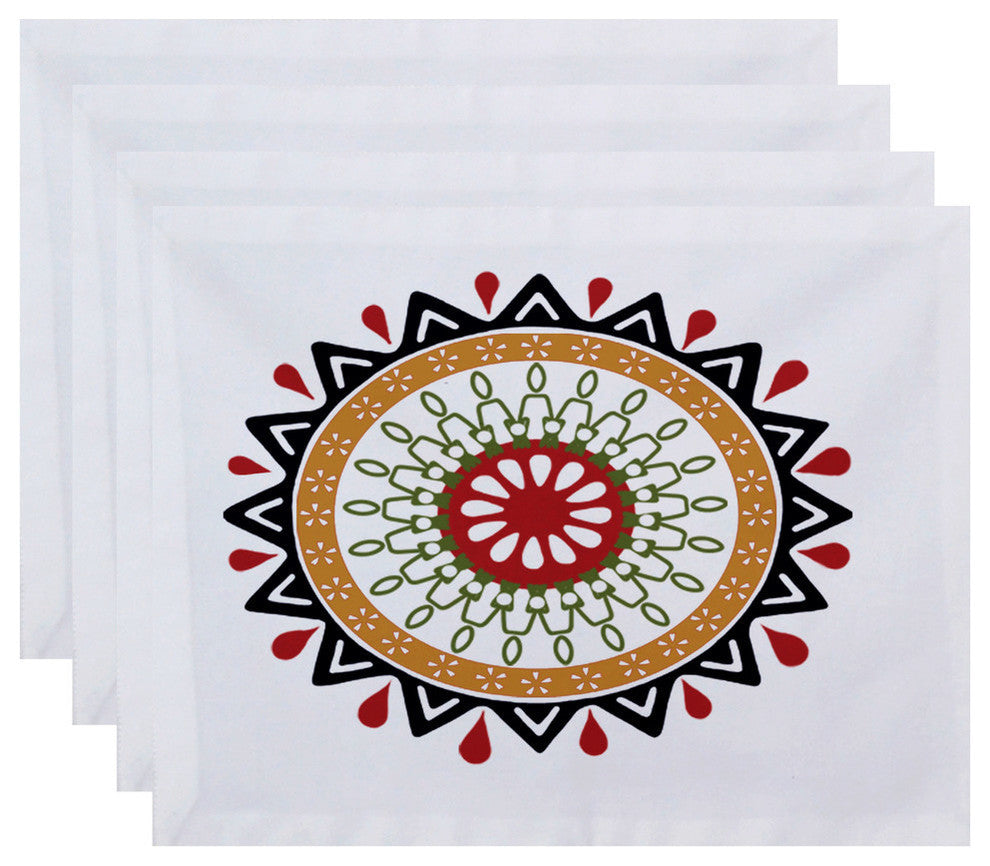 18"x14" Mod, Geometric Print Placemat, Navy Blue, Set of 4